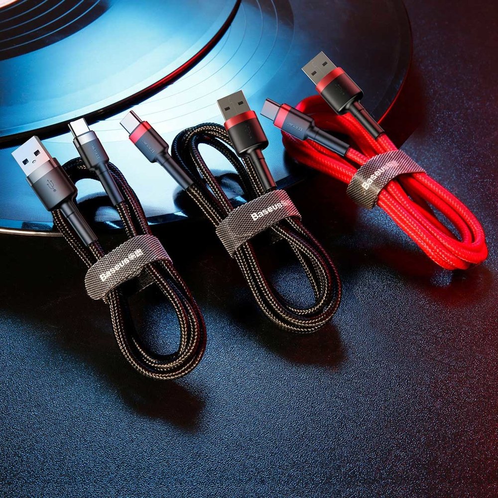 Baseus Cafule Cable durable nylon cable USB / USB-C QC3.0 2A 3M black-red (CATKLF-U91)