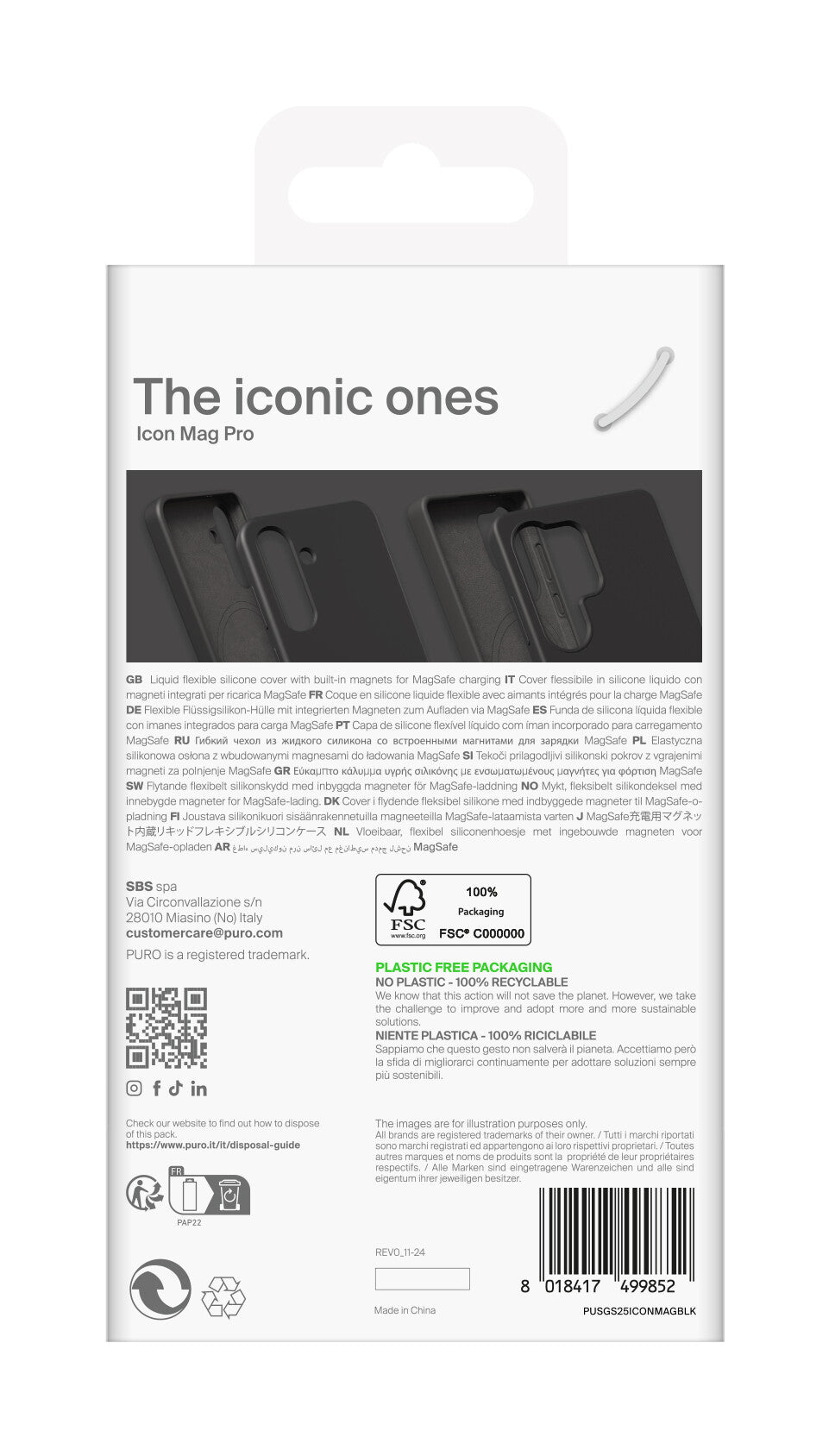 PURO PUSGS25UICONMAGBLK mobiltelefon etui 17,5 cm (6.9") Cover Sort