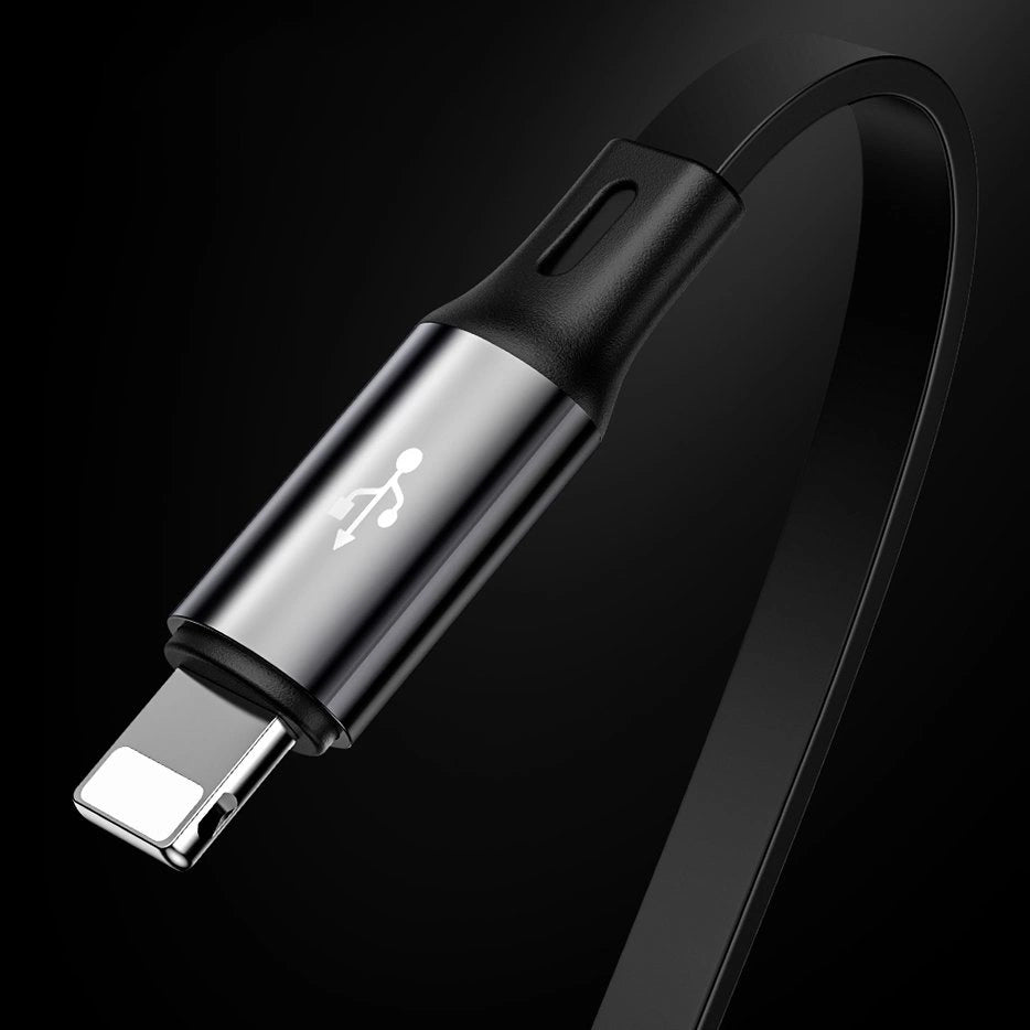 Baseus Golden Loop 3in1 forlænget kabel USB - micro USB / Lightning / USB-C 3.5A 35cm - 120cm sort (CAMLT-JH01)
