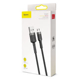Baseus Cafule Cable holdbar nylon kabel USB / micro USB 2A 3M sort-grå (CAMKLF-HG1)