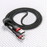 Baseus Cafule Cable holdbar nylon kabel USB / micro USB 2A 3M sort-grå (CAMKLF-HG1)