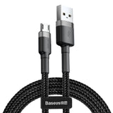 Baseus Cafule Cable holdbar nylon kabel USB / micro USB 2A 3M sort-grå (CAMKLF-HG1)