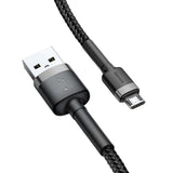 Baseus Cafule Cable holdbar nylon kabel USB / micro USB 2A 3M sort-grå (CAMKLF-HG1)