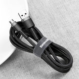 Baseus Cafule Cable holdbar nylon kabel USB / micro USB 2A 3M sort-grå (CAMKLF-HG1)