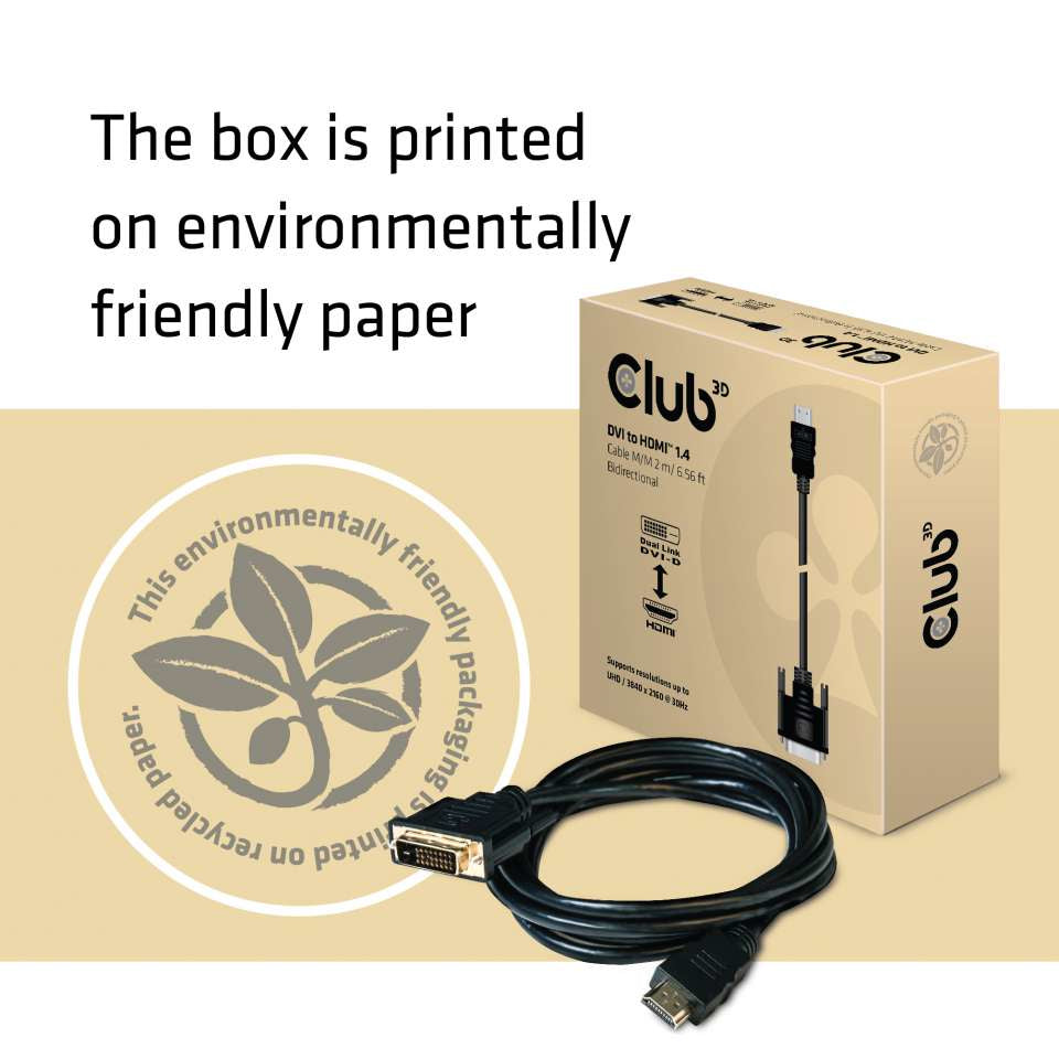 Club 3D CAC-1210 HDMI til DVI kabel 2m Sort
