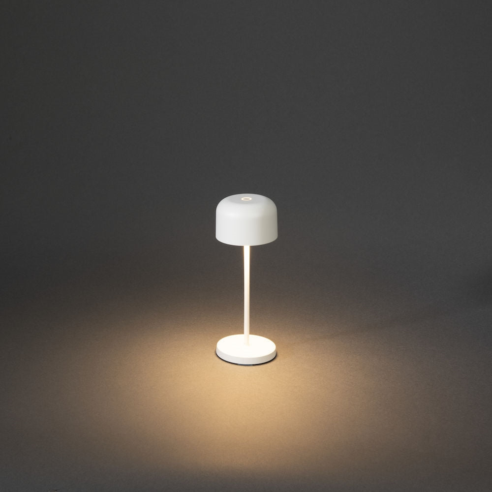 Konstsmide Lille mini hvid bordlampe portable