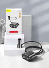 Baseus CRDYQ-01 splitter 2x cigarettelægger stikkontakt 80W 2x USB-A 3.1A - sort