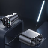 Baseus CRDYQ-01 splitter 2x cigarettelægger stikkontakt 80W 2x USB-A 3.1A - sort
