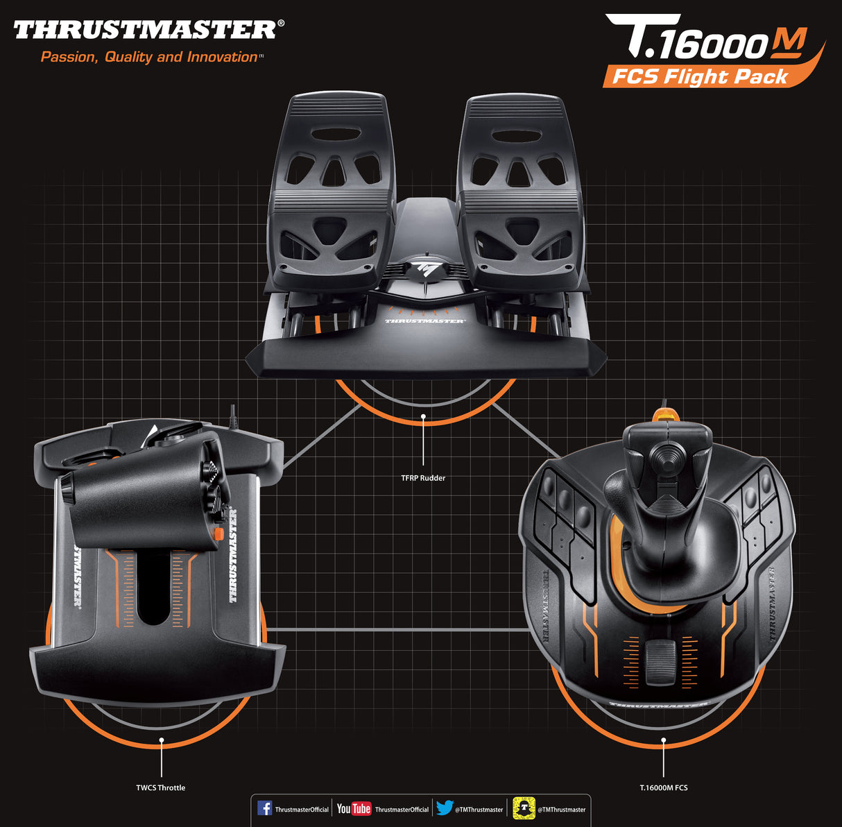 Thrustmaster T16000M Flight pack 377010 flight stick bundle