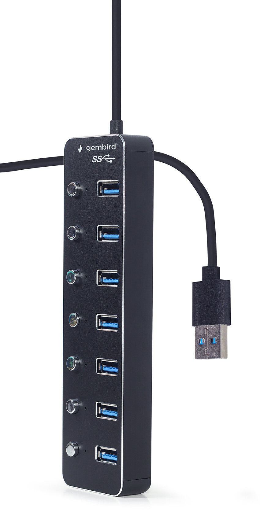 Gembird UHB-U3P7P-01 interface hub USB 3.2 Gen 1 (3.1 Gen 1) Type-A 5000 Mbit/s Sort