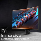 GIGABYTE GS27FC 27" FHD Curved Gaming Monitor - 1920 x 1080, 1500R, 180Hz, 1 ms, 250 cd/m², FreeSync Premium, HDR Ready, HDMI 2.0, Displayport 1.4