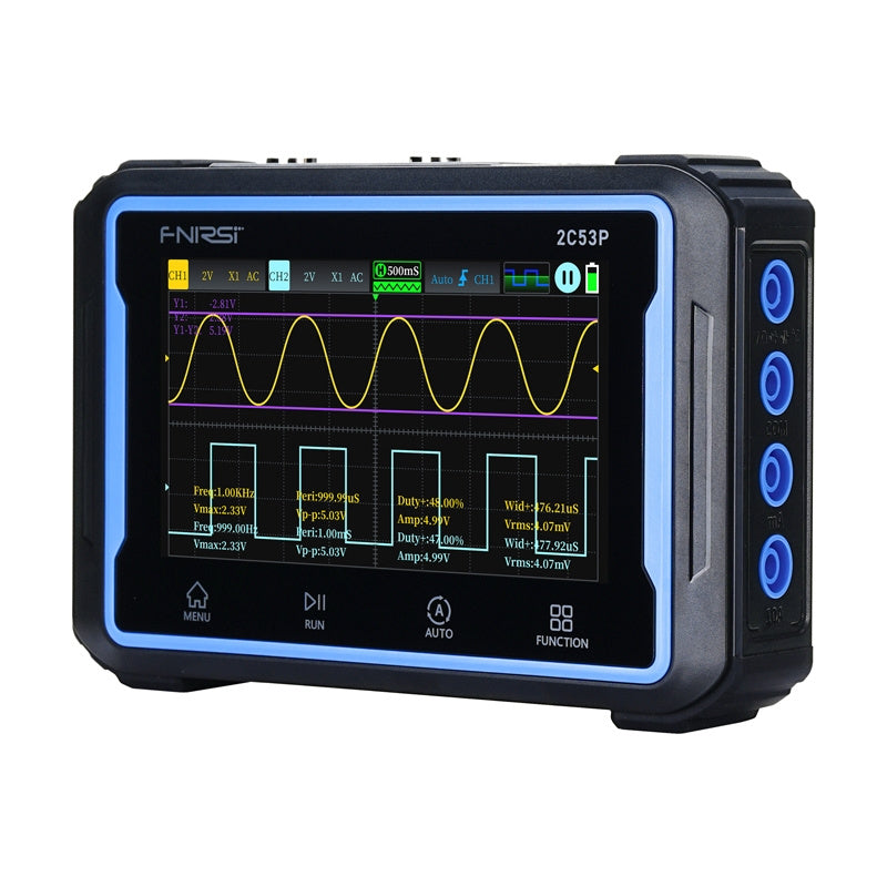 Portable 3-i-1 FNIRSI 2C53P 4,3" touchscreen oscilloskop