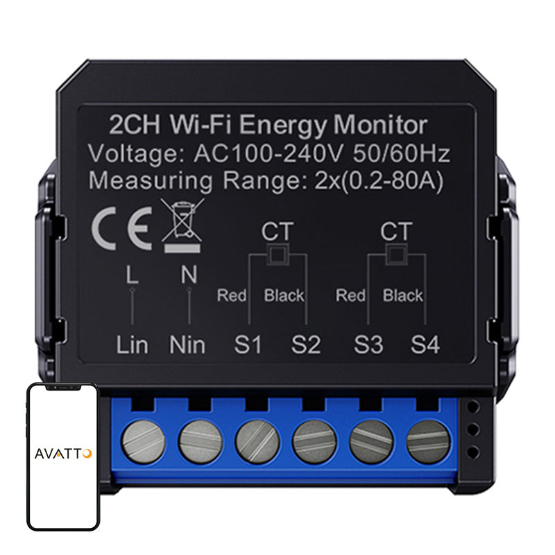 Avatto WiFi WPM16-2 smart tovejs energimåler