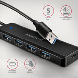 Axagon HUE-C1A interface hub USB 3.2 Gen 1 (3.1 Gen 1) Type-A 5000 Mbit/s Sort