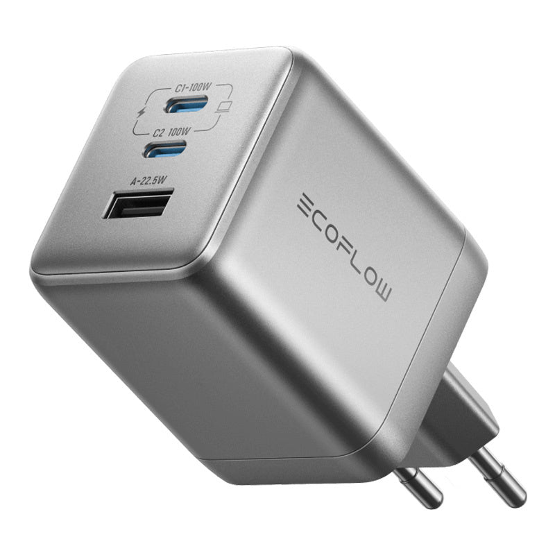 EcoFlow RAPID Pro 100W elnetoplader, 2xUSB-C, 1xUSB-A, GaN