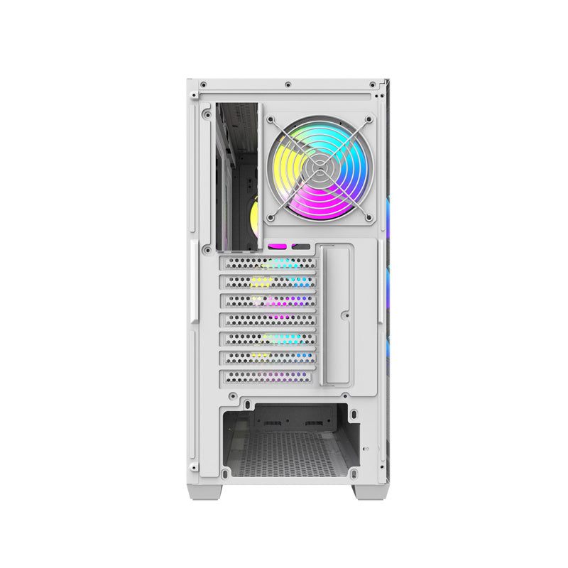 Darkflash DS900WS computerkasse (hvid) + 4 ARGB-ventilatorer
