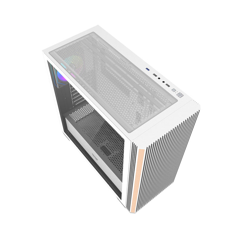 Darkflash DS900WS computerkasse (hvid) + 4 ARGB-ventilatorer