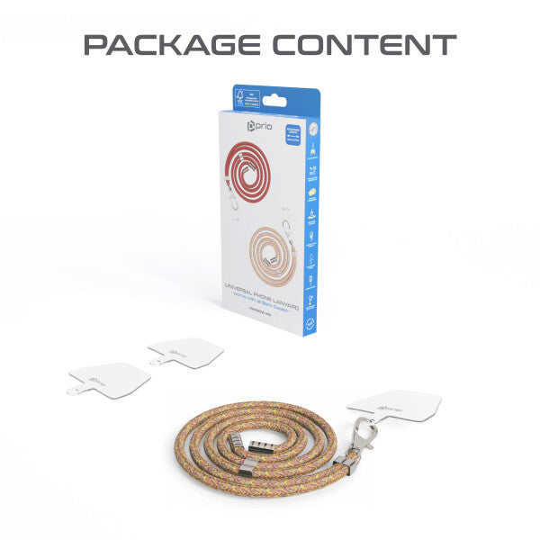 prio Universal Telefonsnor 0,7m regnbuefarvet mix