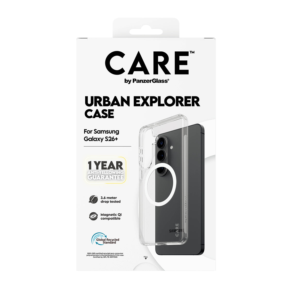 CARE by PanzerGlass Urban Explorer Case Transparent w. White Qi Samsung Galaxy S26+
