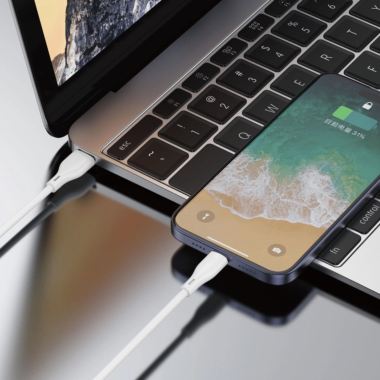 Dudao USB / Lightning 3A 1m hvidt kabel (L2L 1m hvidt)