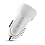 Dudao bil kit oplader 2x USB 2.4A + kabel USB 3in1 Lightning / Type C / micro USB kabel hvid (R7 hvid)