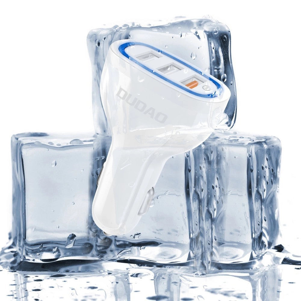 Dudao bil oplader hurtig opladning Quick Charge 3.0 QC3.0 2.4A 18W 3x USB hvid (R7S hvid)