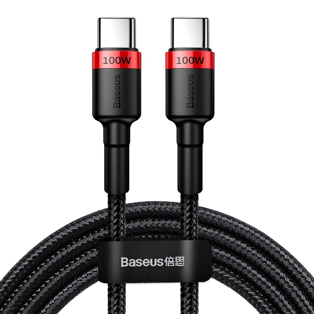Baseus CATKLF-AL91 USB-C - USB-C PD QC kabel 100W 5A 480Mb/s 2m - sort og rød