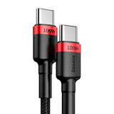 Baseus CATKLF-AL91 USB-C - USB-C PD QC kabel 100W 5A 480Mb/s 2m - sort og rød
