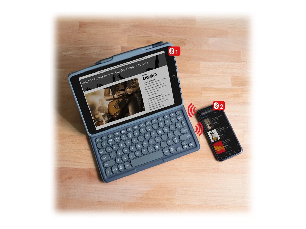ZAGG Pro Keys - Tastatur og folio-etui - baggrundsbelyst - Bluetooth - Nordisk - sort/gråt tastatur, sort/gråt etui - til Apple 10,2-tommer iPad (7. generation, 8. generation, 9. generation)