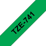 Brother TZE-741 etiketbånd Sort på grøn TZ