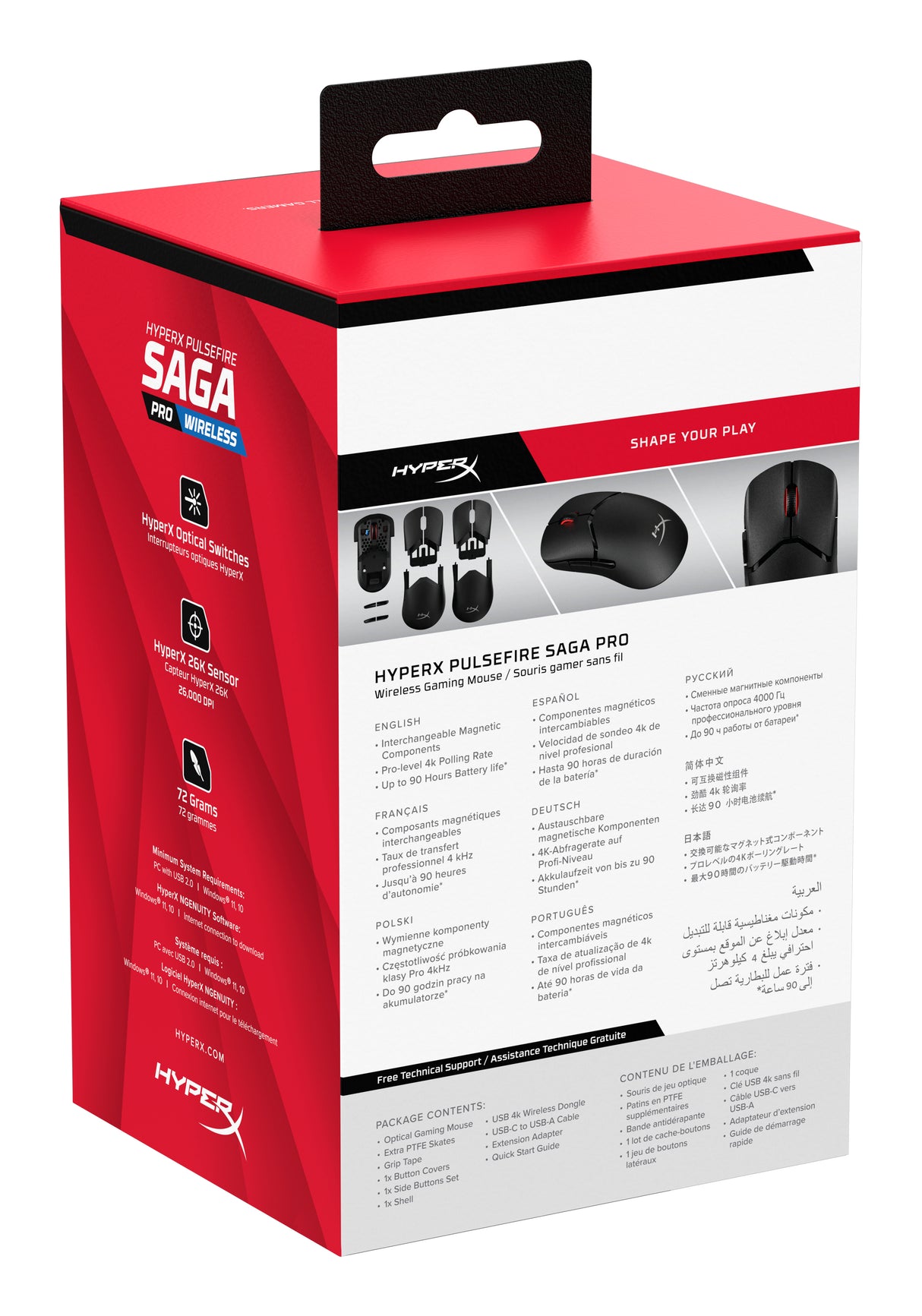 HyperX Pulsefire Saga Pro Optisk Trådløs Sort