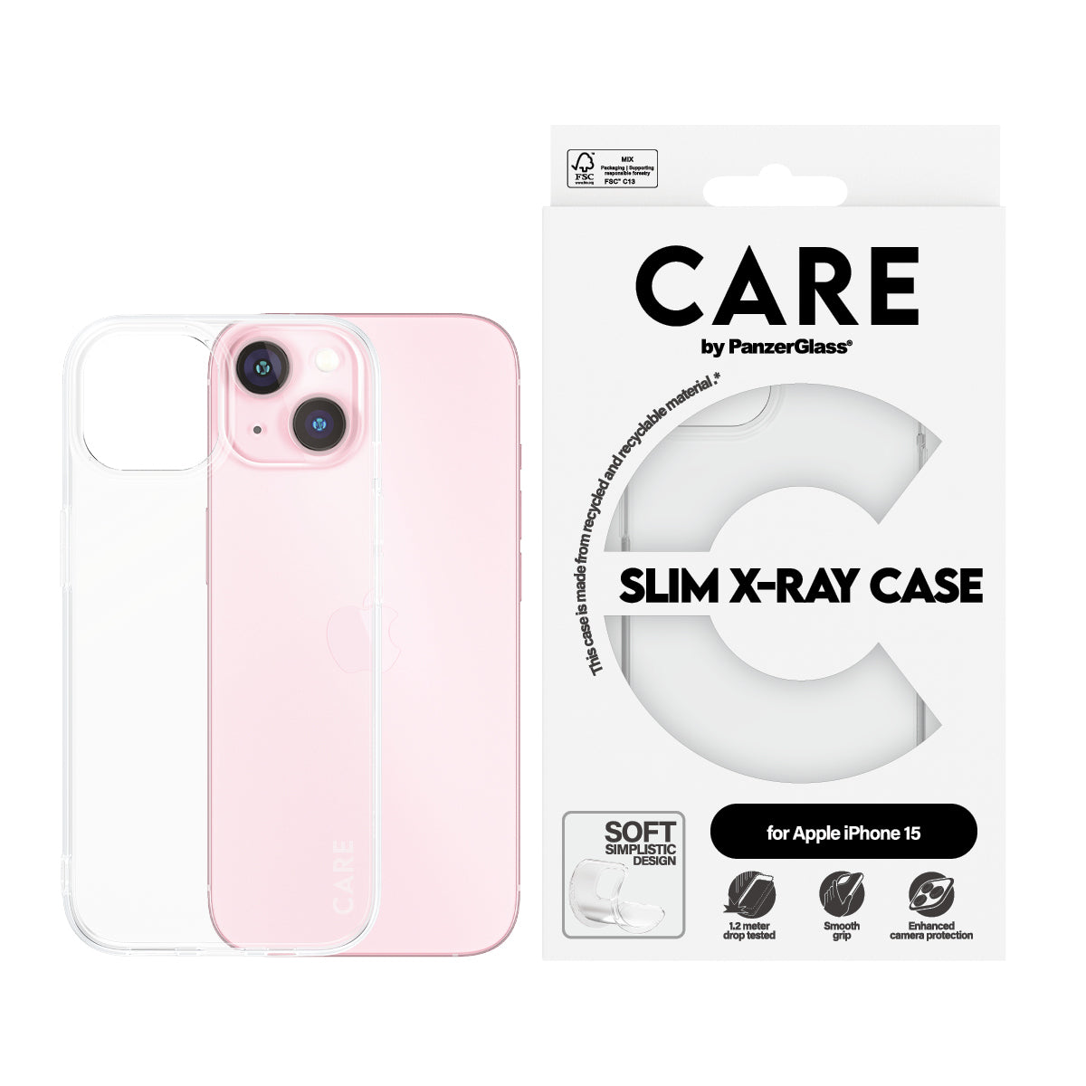 CARE by PanzerGlass Fashionable Case Transparent X-Ray Soft Basic iPhone 15
