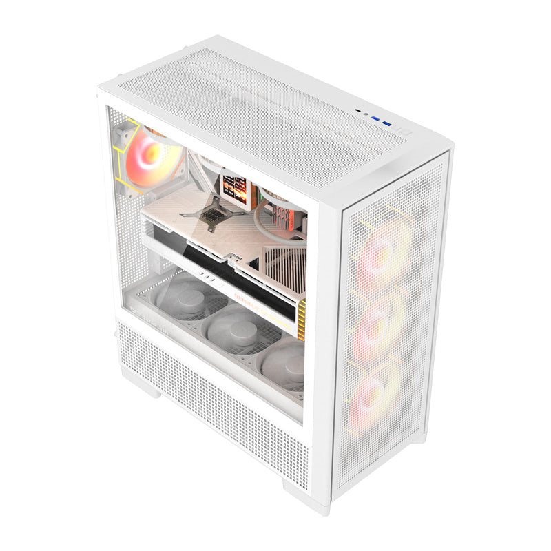DarkFlash AIRNOVA computerkasse (hvid) + 3 fans