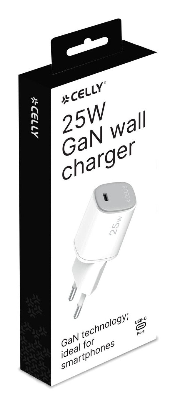 Celly UPTC1USBC25WWH oplader til mobil enhed Digitalt kamera, Mikrofon, Smartphone, Telefon Hvid USB Indendørs