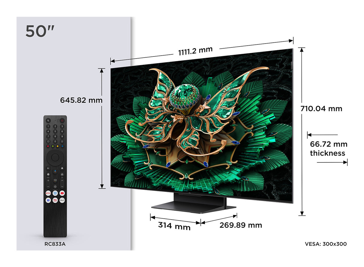 TCL 50C7K TV 127 cm (50") 4K Ultra HD Smart TV Wi-Fi Metallic 2000 cd/m²