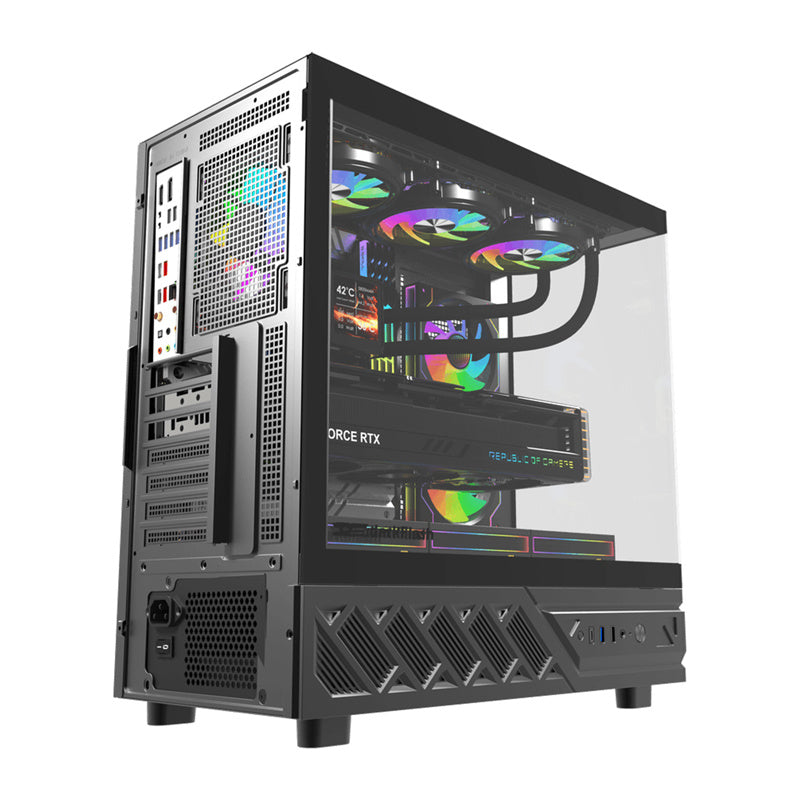 DarkFlash DS950V computerkasse med display (sort) + 6 ventilatorer