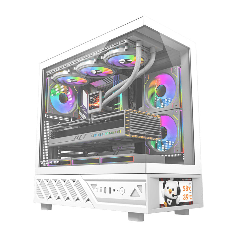 DarkFlash DS950V computerkasse med display (hvid) + 6 ventilatorer