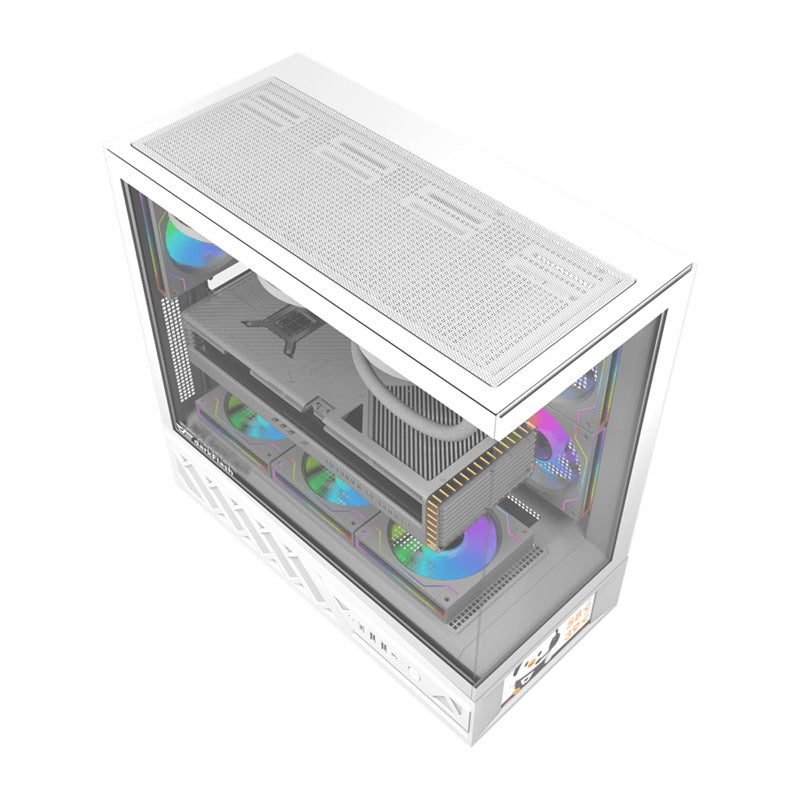 DarkFlash DS950V computerkasse med display (hvid) + 6 ventilatorer