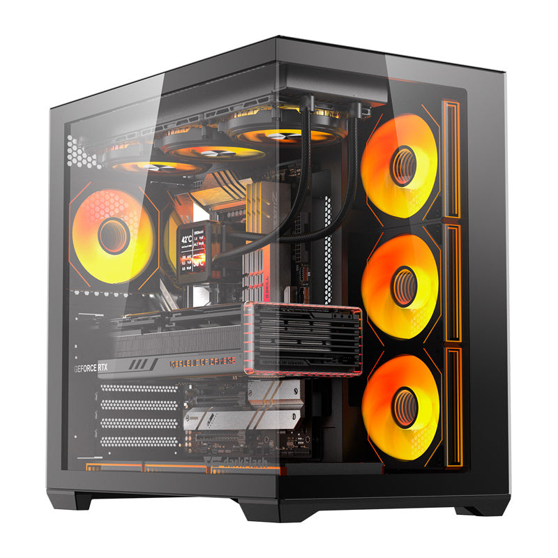 DarkFlash C280 computercase (sort) + 7 fans
