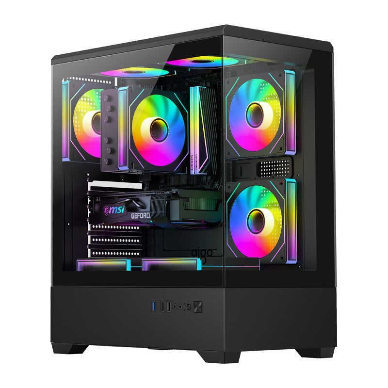 DarkFlash C365 computercase (sort) + 5 fans