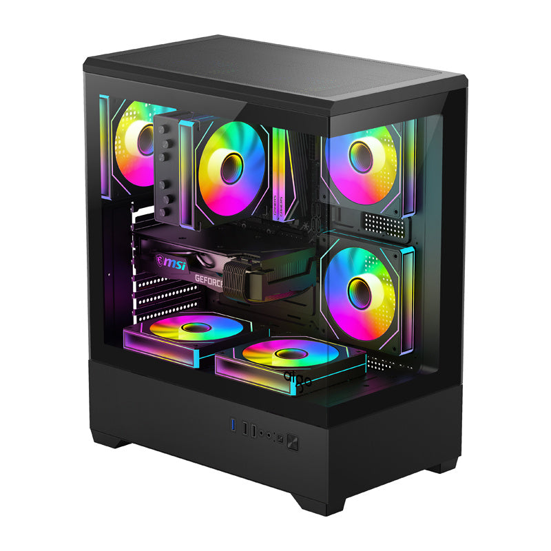 DarkFlash C365 computercase (sort) + 5 fans