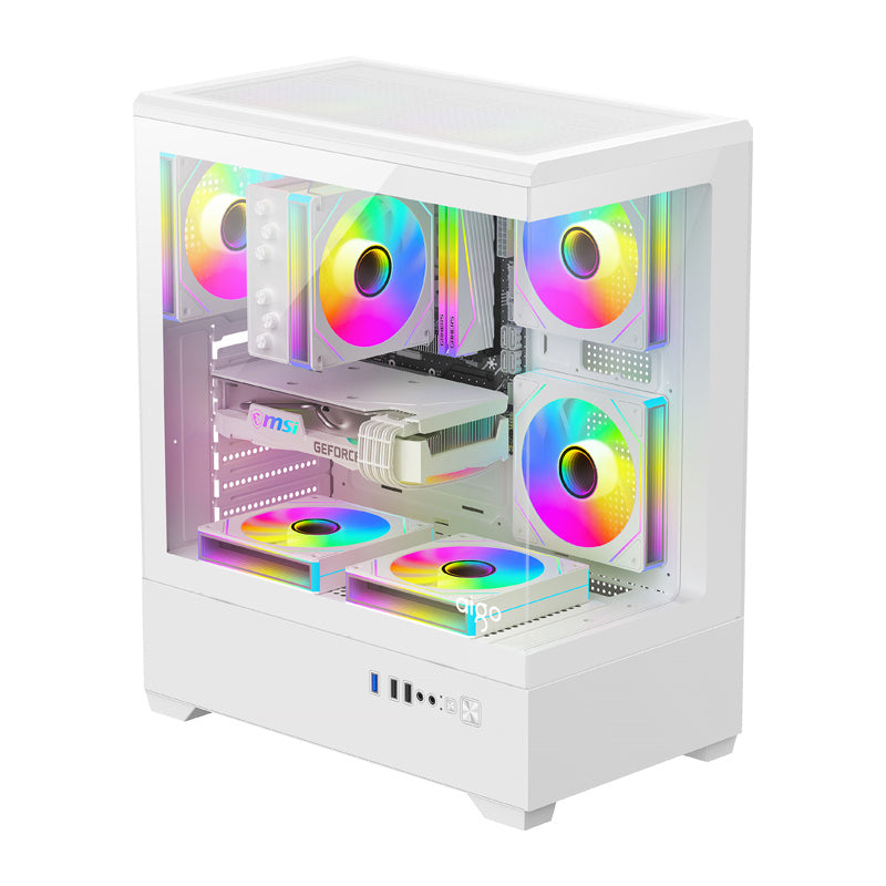 DarkFlash C365 computercase (hvid) + 5 fans