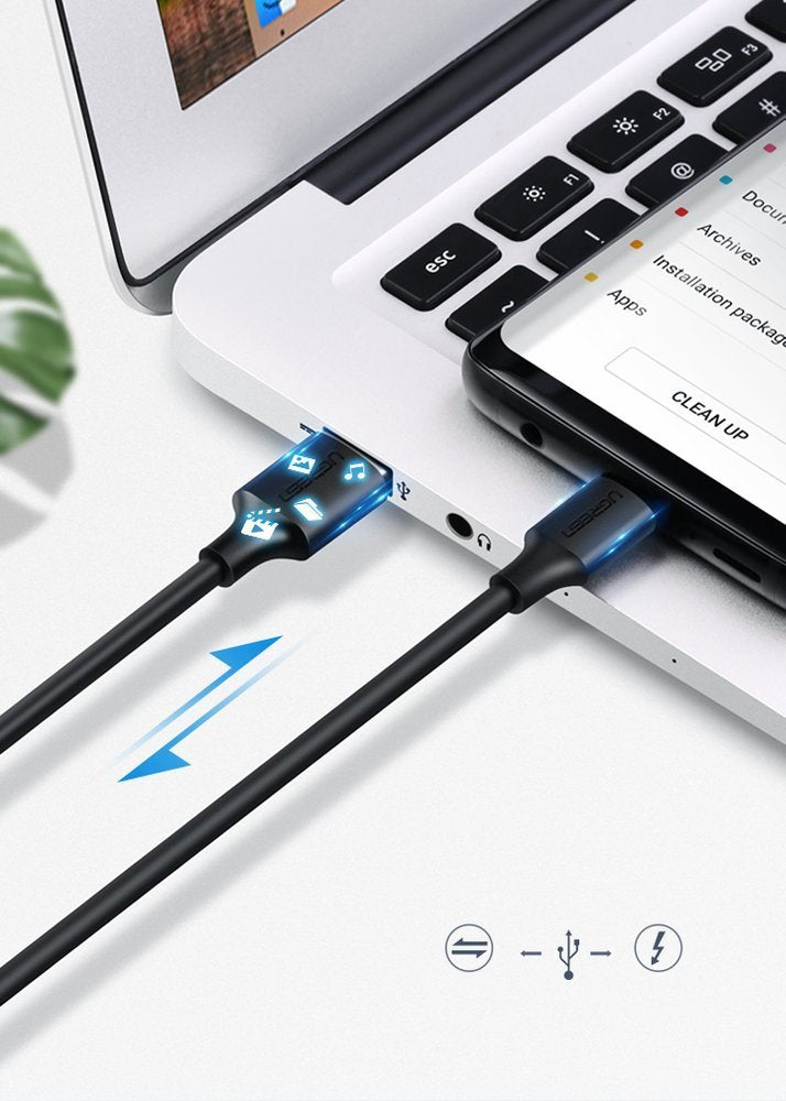 Ugreen US287 60118 USB-A / USB-C 3A kabel 2m - sort