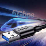 Ugreen US184 20882 USB-A 3.0 / USB-C 3A kabel 1m - sort