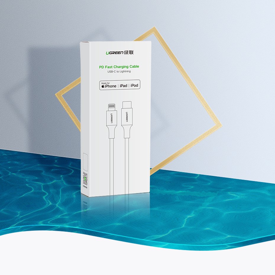 Ugreen US171 Lightning - USB-C MFi PD kabel 20W 480Mb/s 1m - hvid