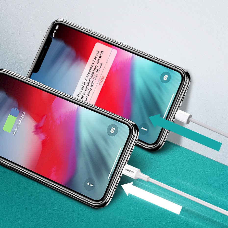 Ugreen US171 Lightning - USB-C MFi PD kabel 20W 480Mb/s 1m - hvid