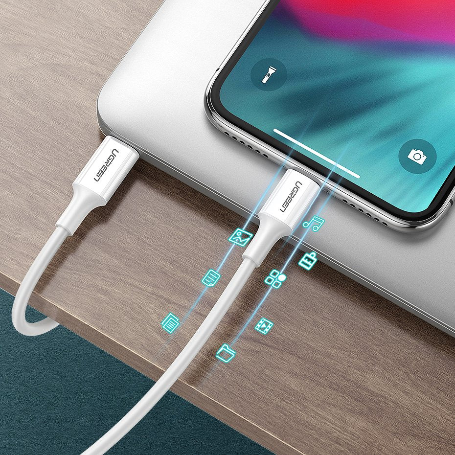 Ugreen US171 Lightning - USB-C MFi PD kabel 20W 480Mb/s 1m - hvid