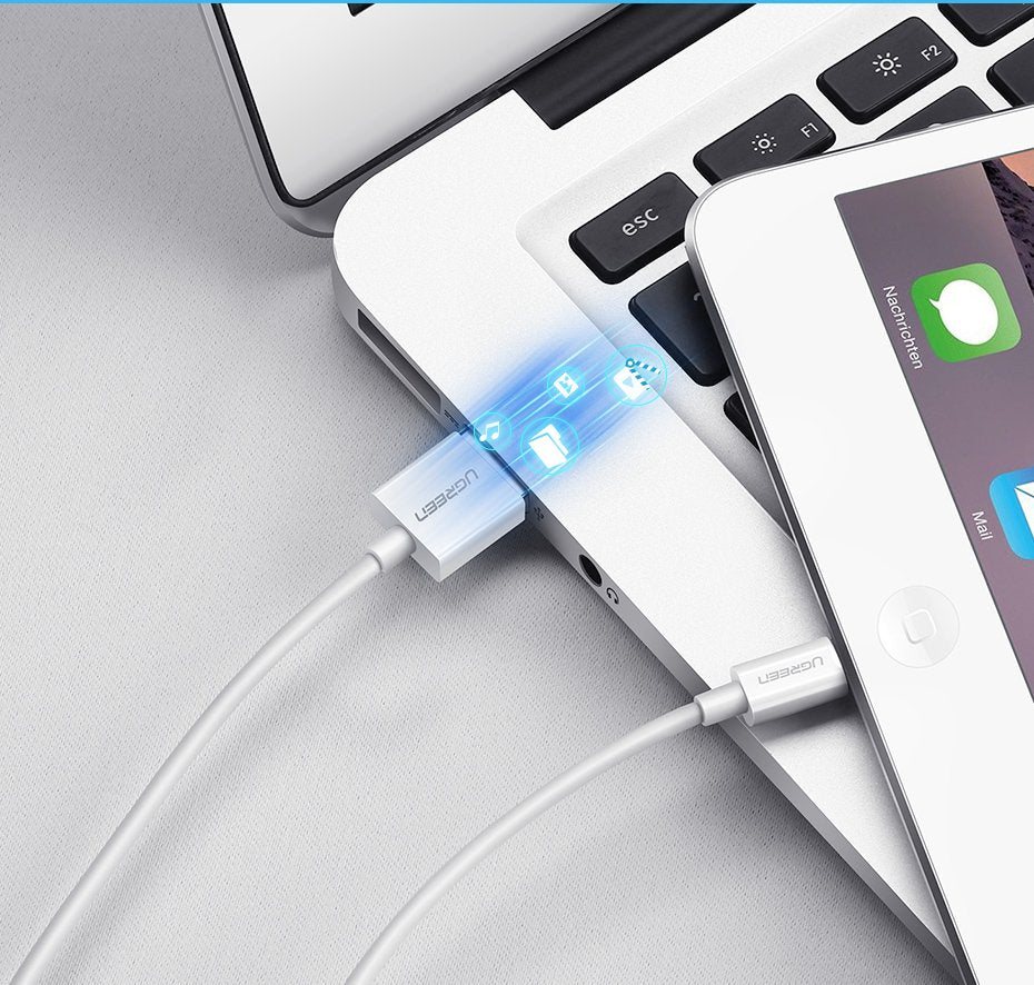 Ugreen US155 20728 USB-A / Lightning MFi 2.4A kabel 1m - hvid