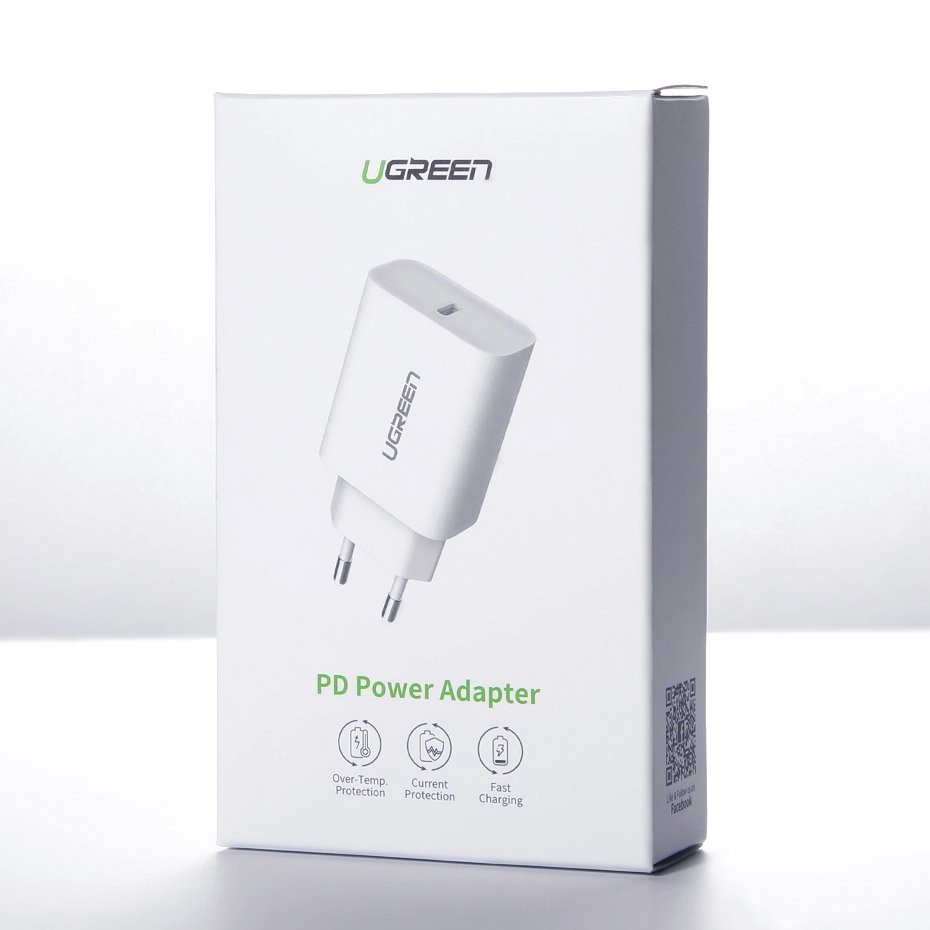 Ugreen USB-oplader Power Delivery 3.0 Hurtig opladning 4.0+ 20W 3A hvid (60450)