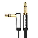 Fladgrøn AUX-lydkabel 3,5 mm mini jack 2m sølv (10599)